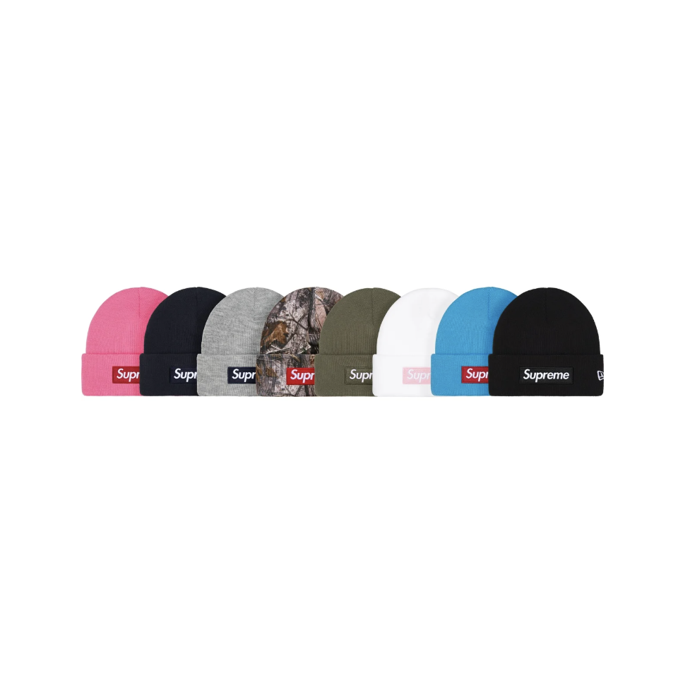 -(B06)-SUPREME NEW ERA BOX LOGO BEANIE 黑色/灰色/深藍/白色/落葉/超人藍/莓果粉/橄欖綠-FW25BN5