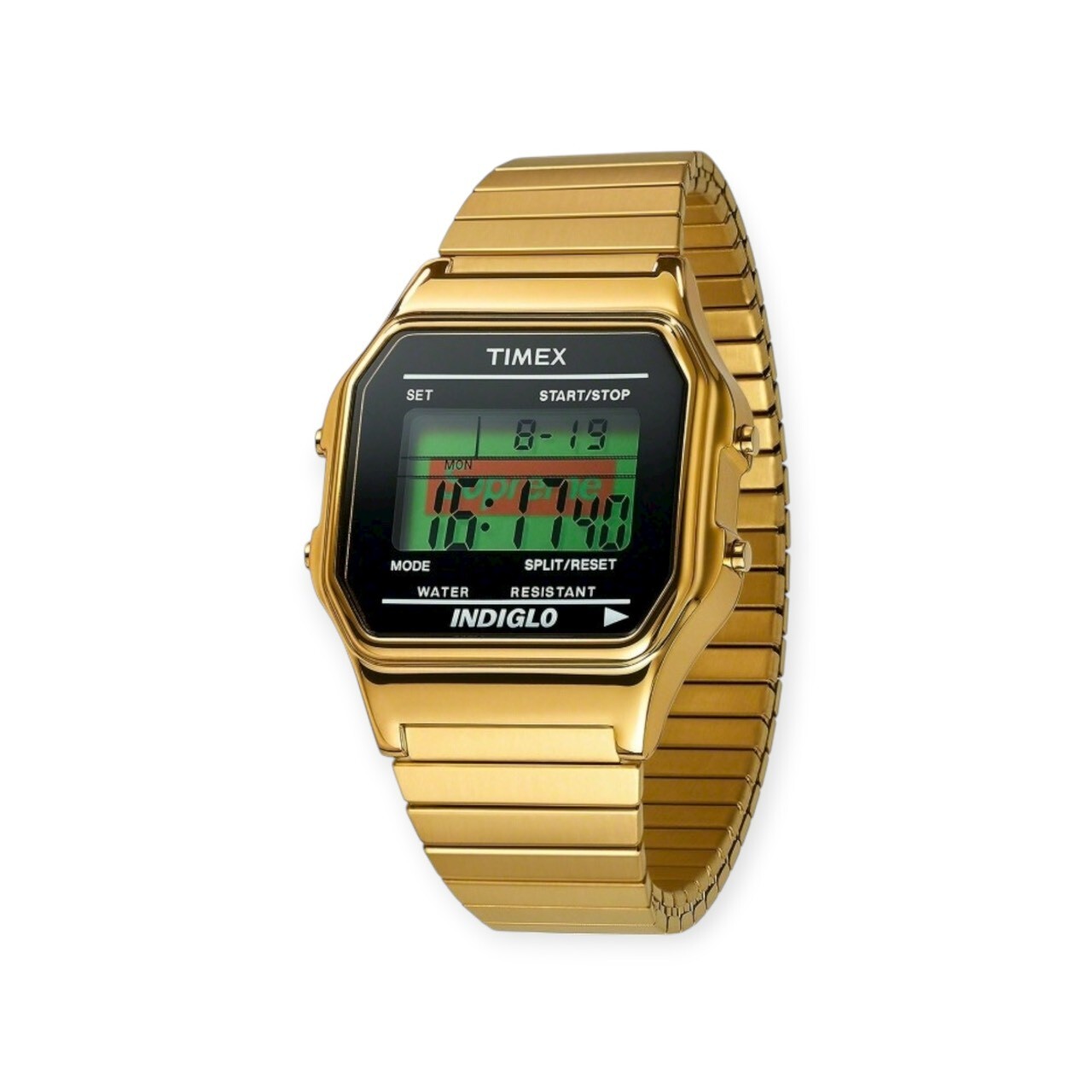 SUPREME 19FW TIMEX DIGITAL WATCH GOLD