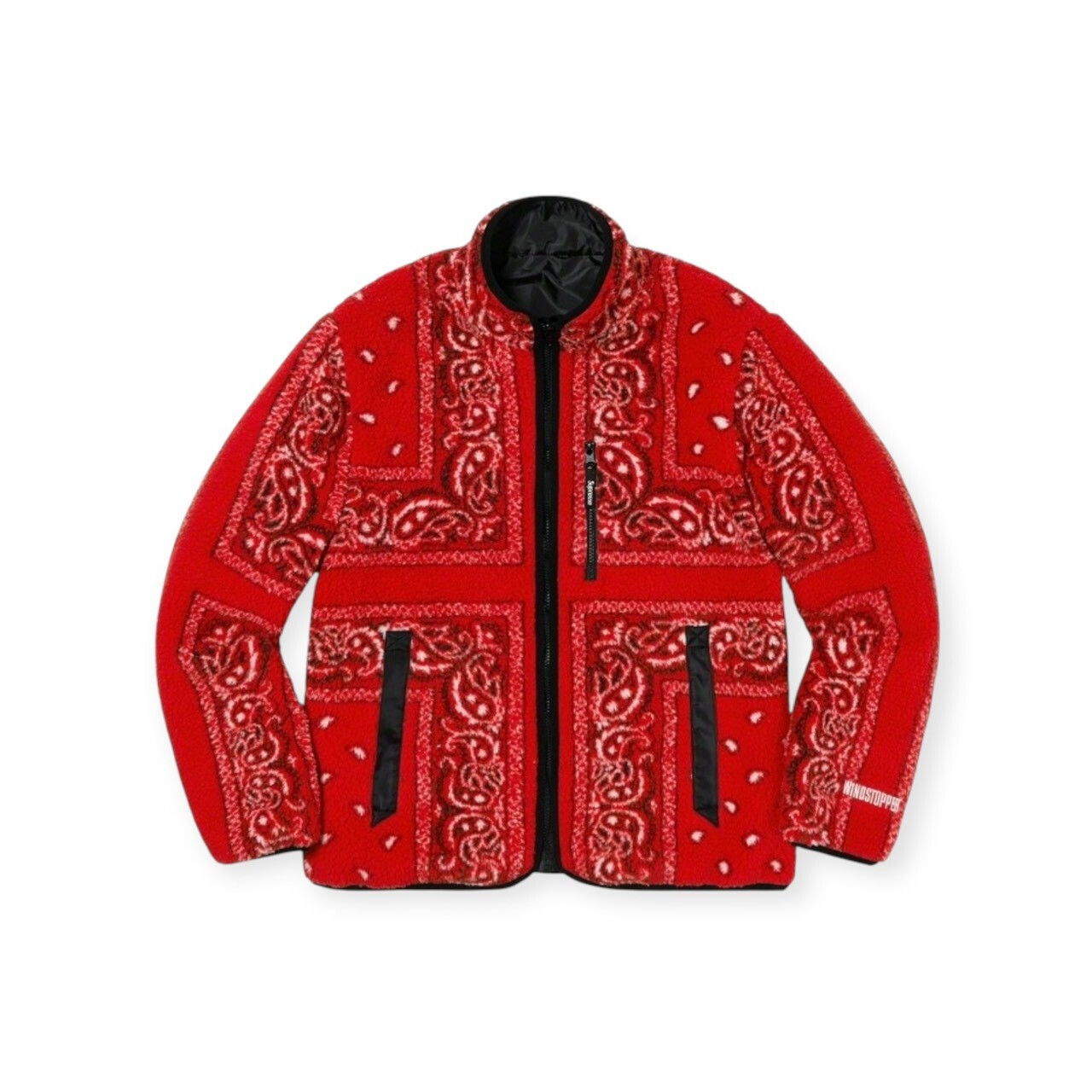 SUPREME 19FW REVERSIBLE BANDANA FLEECE JKT RED SIZE M