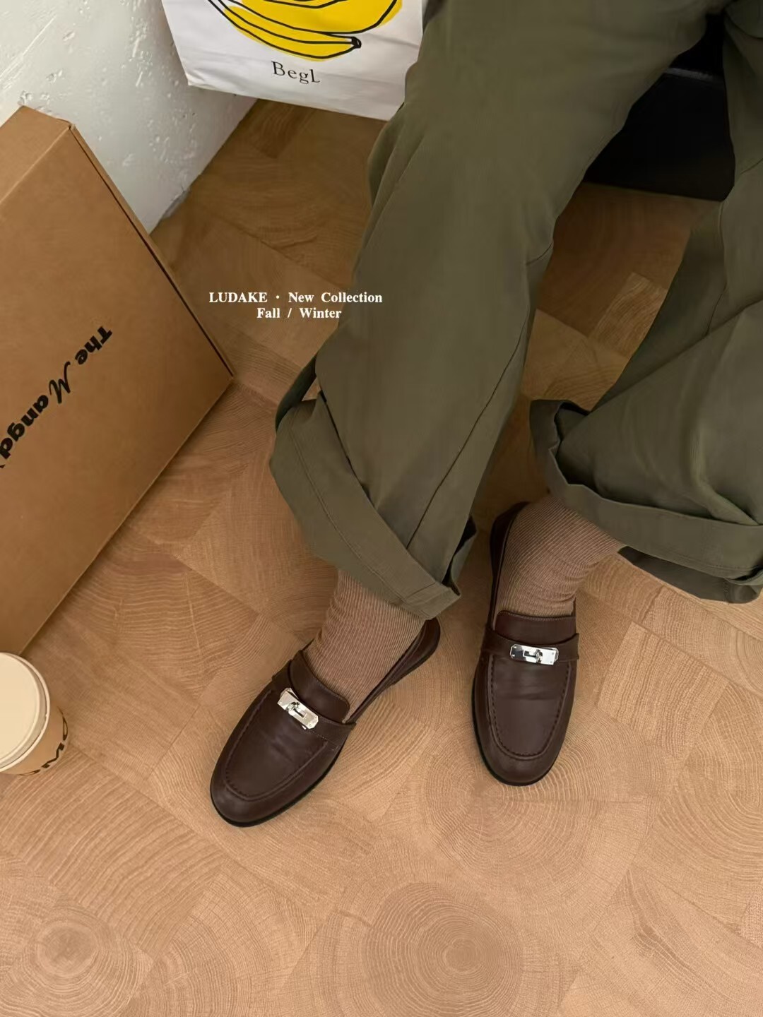 皮質鎖扣老錢風樂福鞋(35-40)