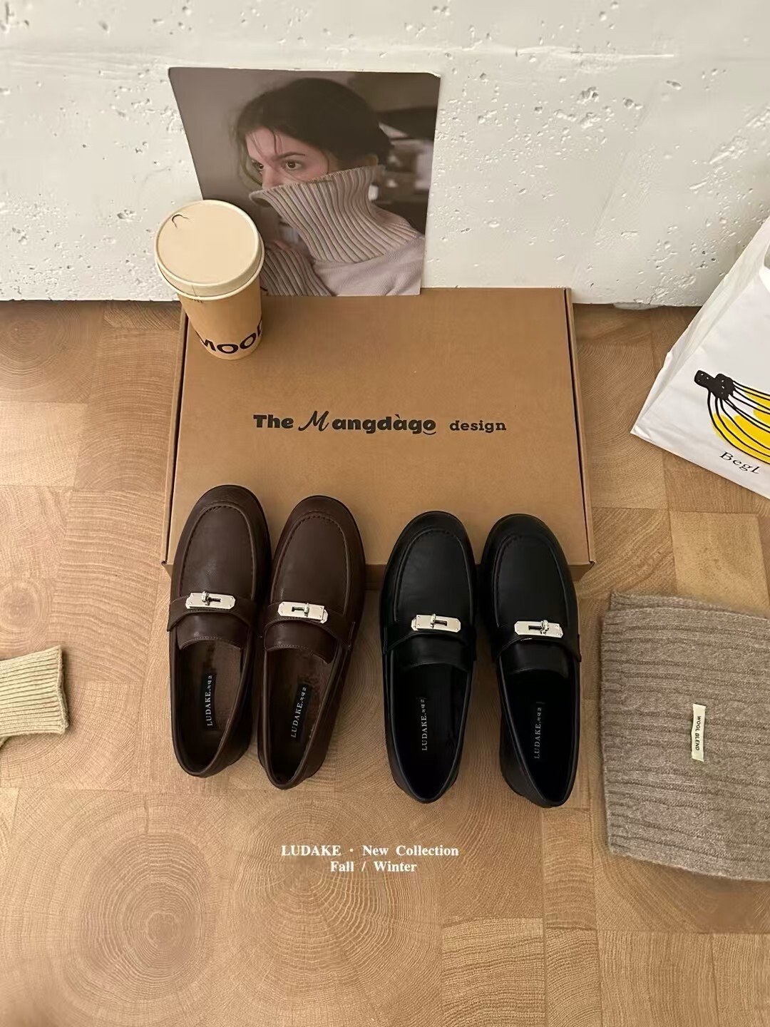 皮質鎖扣老錢風樂福鞋(35-40)