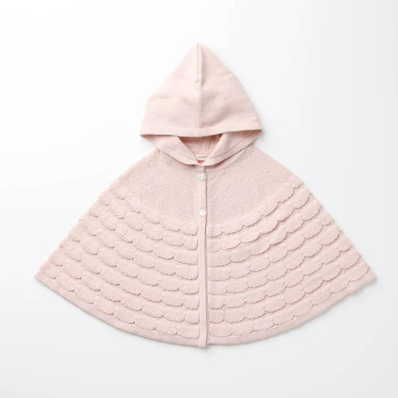 COFUCU 貝殼紋有機棉連帽斗篷-柔粉