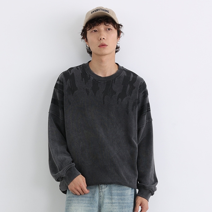 12M21 水洗做舊風街頭大學TEE 兩色