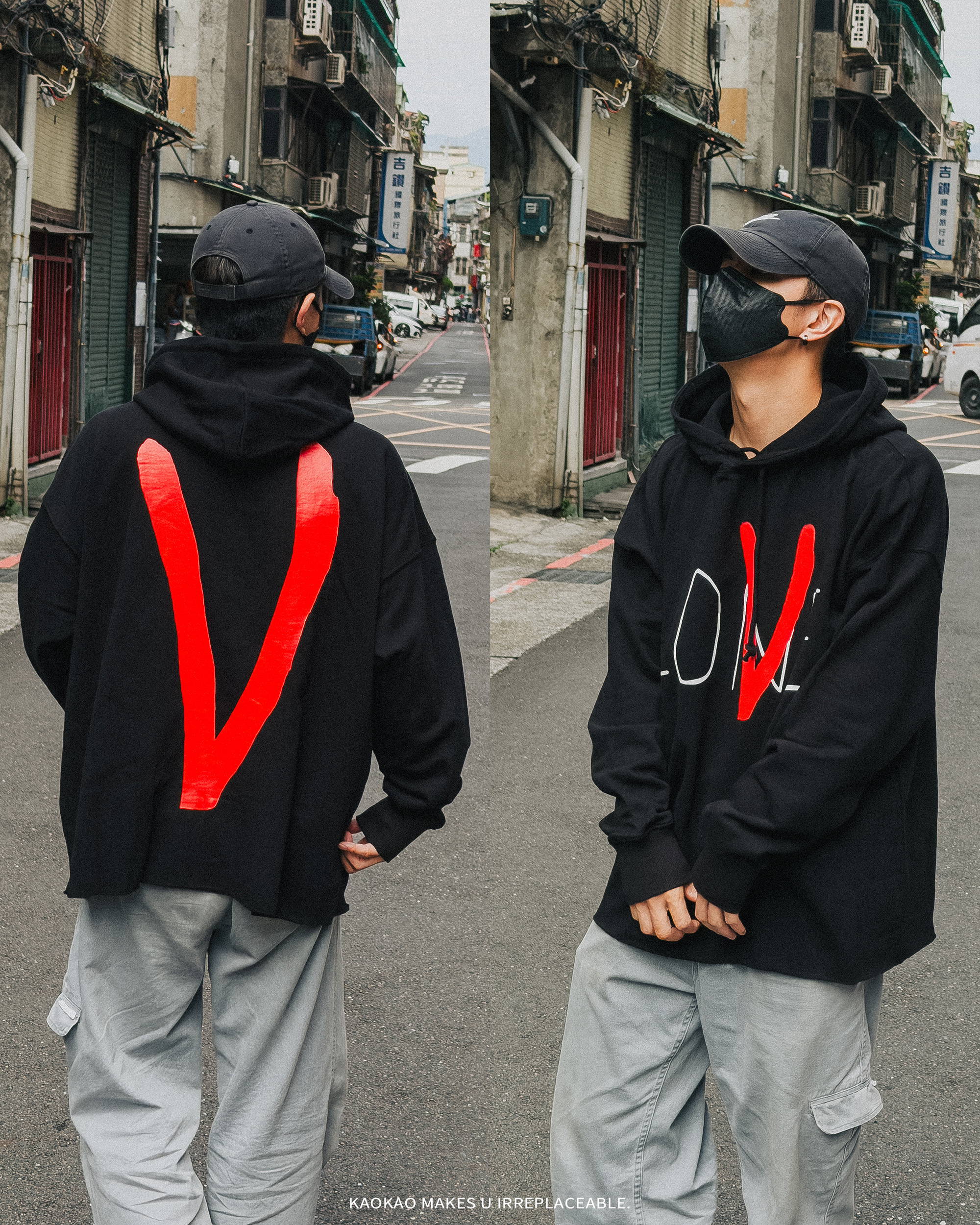 VLONE 草寫塗鴉紅V 帽T