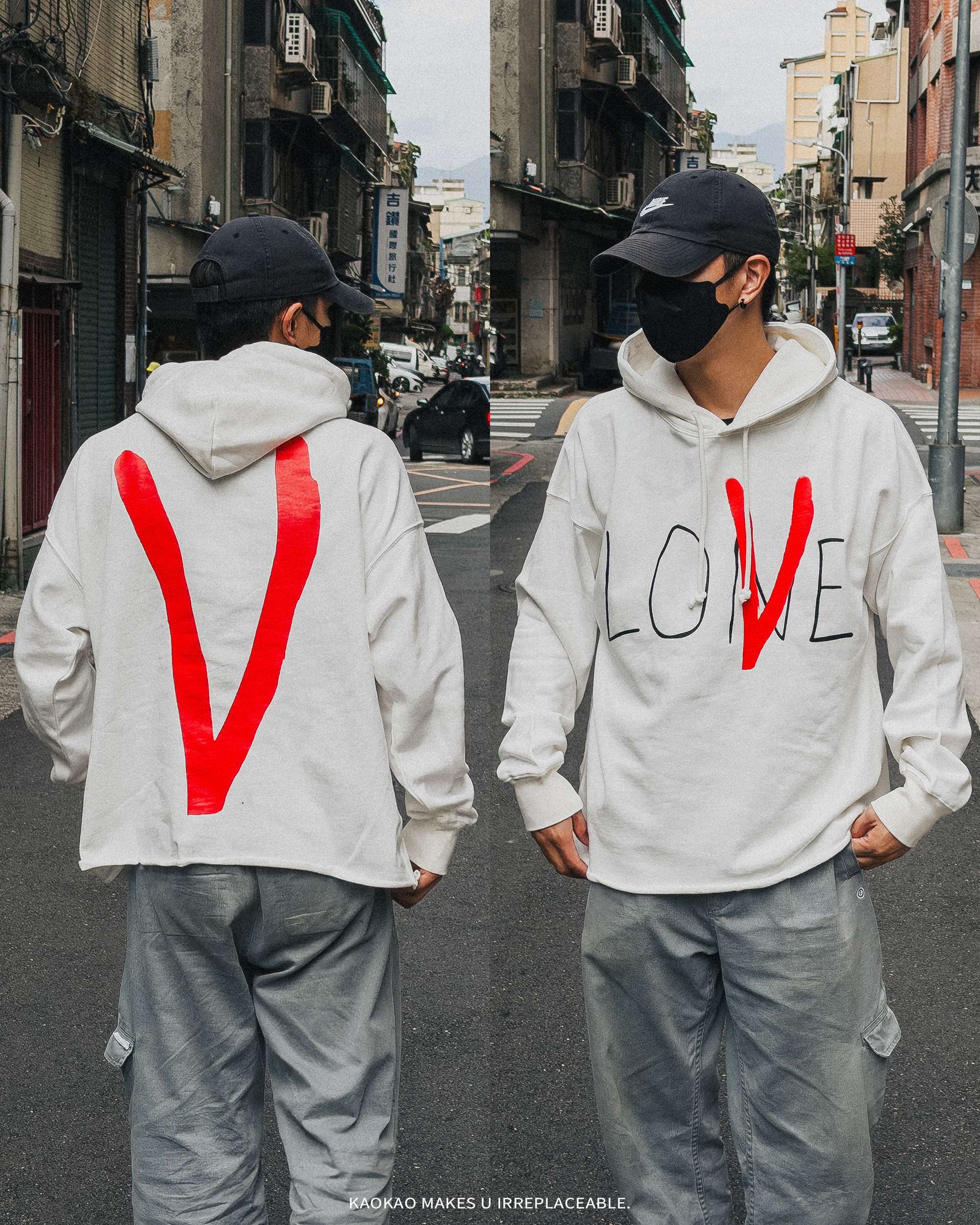 VLONE 草寫塗鴉紅V 帽T