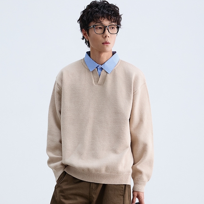 12M13 知性襯衫假兩件針織上衣 兩色