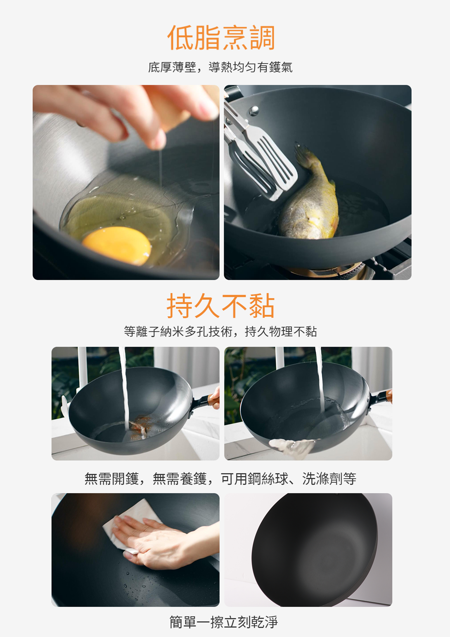 Primada 寶康達-HC9536W-等離子鈦鐵36cm炒鍋