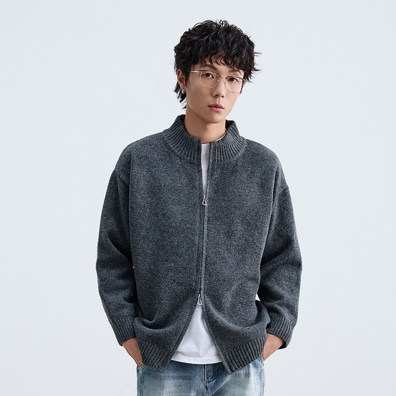 12M12 日系簡約雙拉鍊針織外套 四色