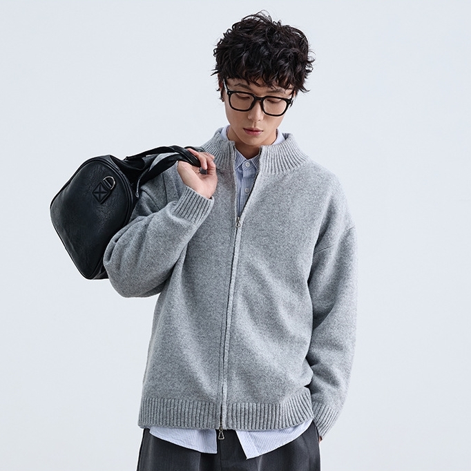 12M12 日系簡約雙拉鍊針織外套 四色