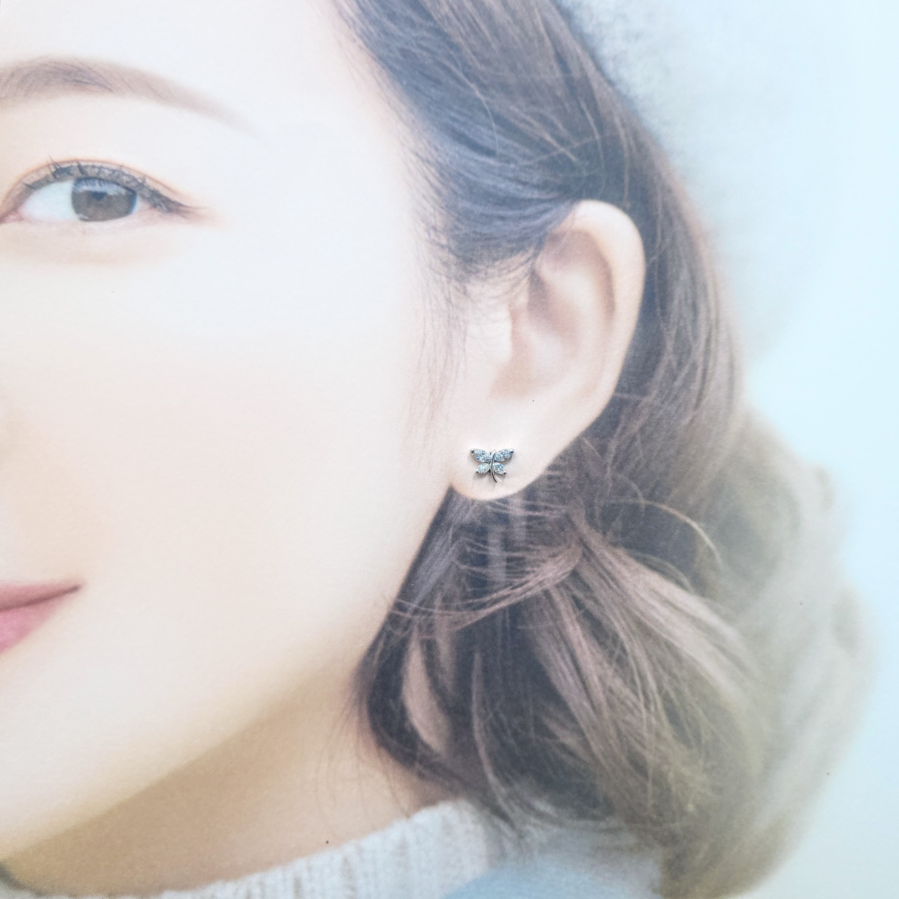 全新18K白金52份鑽石耳環