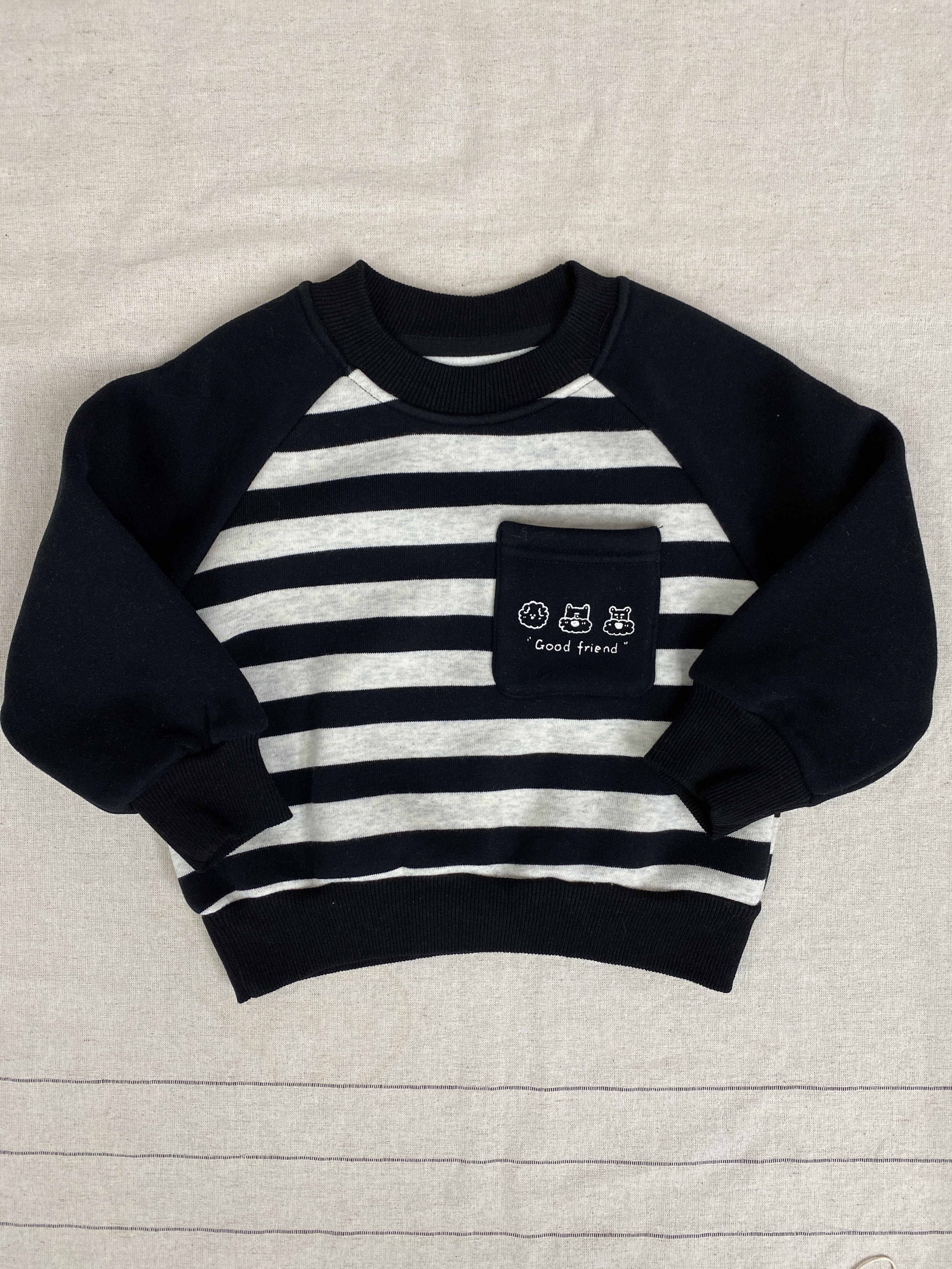 A03873童趣條紋拼接上衣