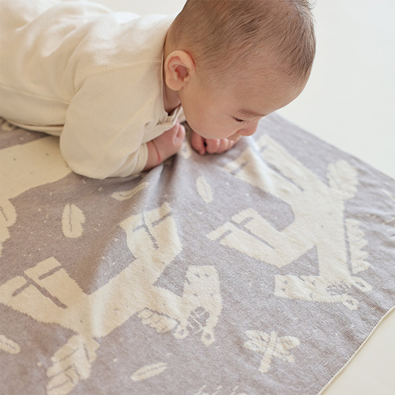 COFUCU 2026馬年有機棉針織雙面毯-雲灰