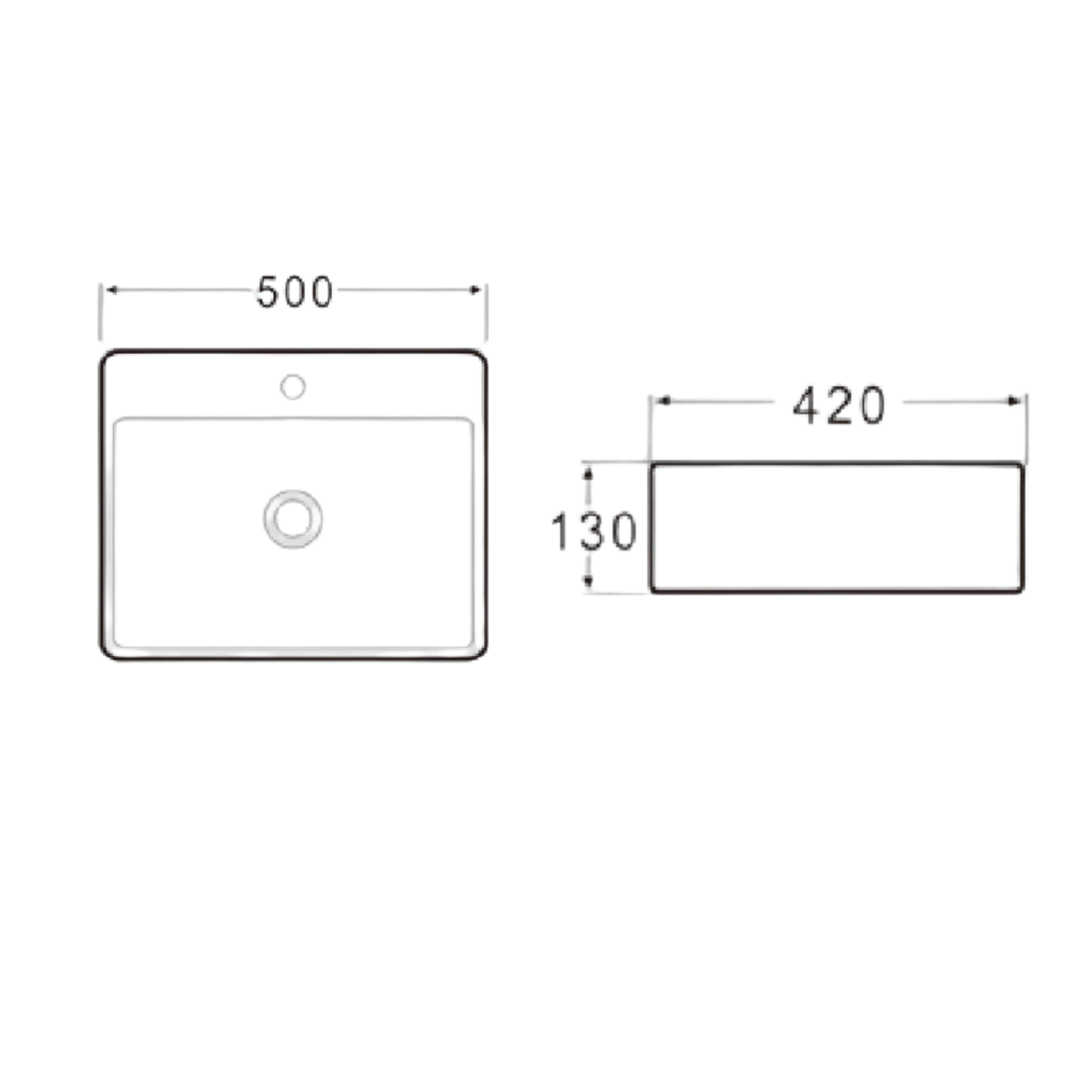 型號# AG-K404A 500W x 420D x 130H mm 檯上盆 (不包括安裝)