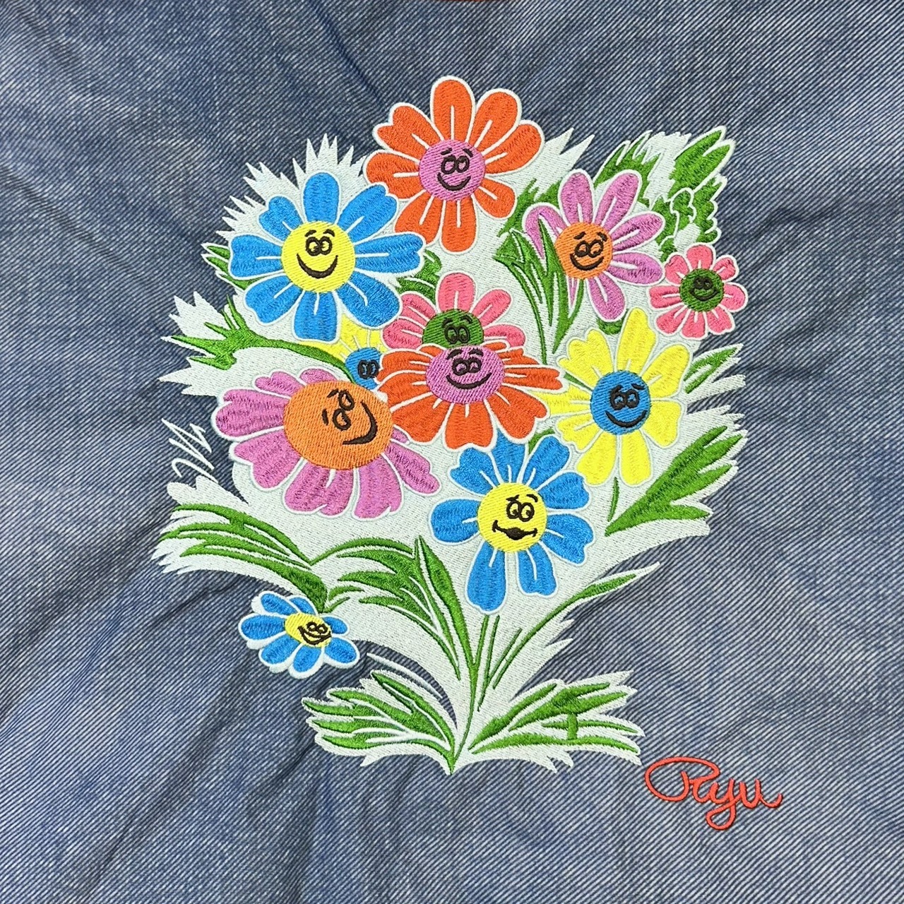 Ball＆Chain 刺繡環保購物袋 M號 - 丹寧藍 (31400877)