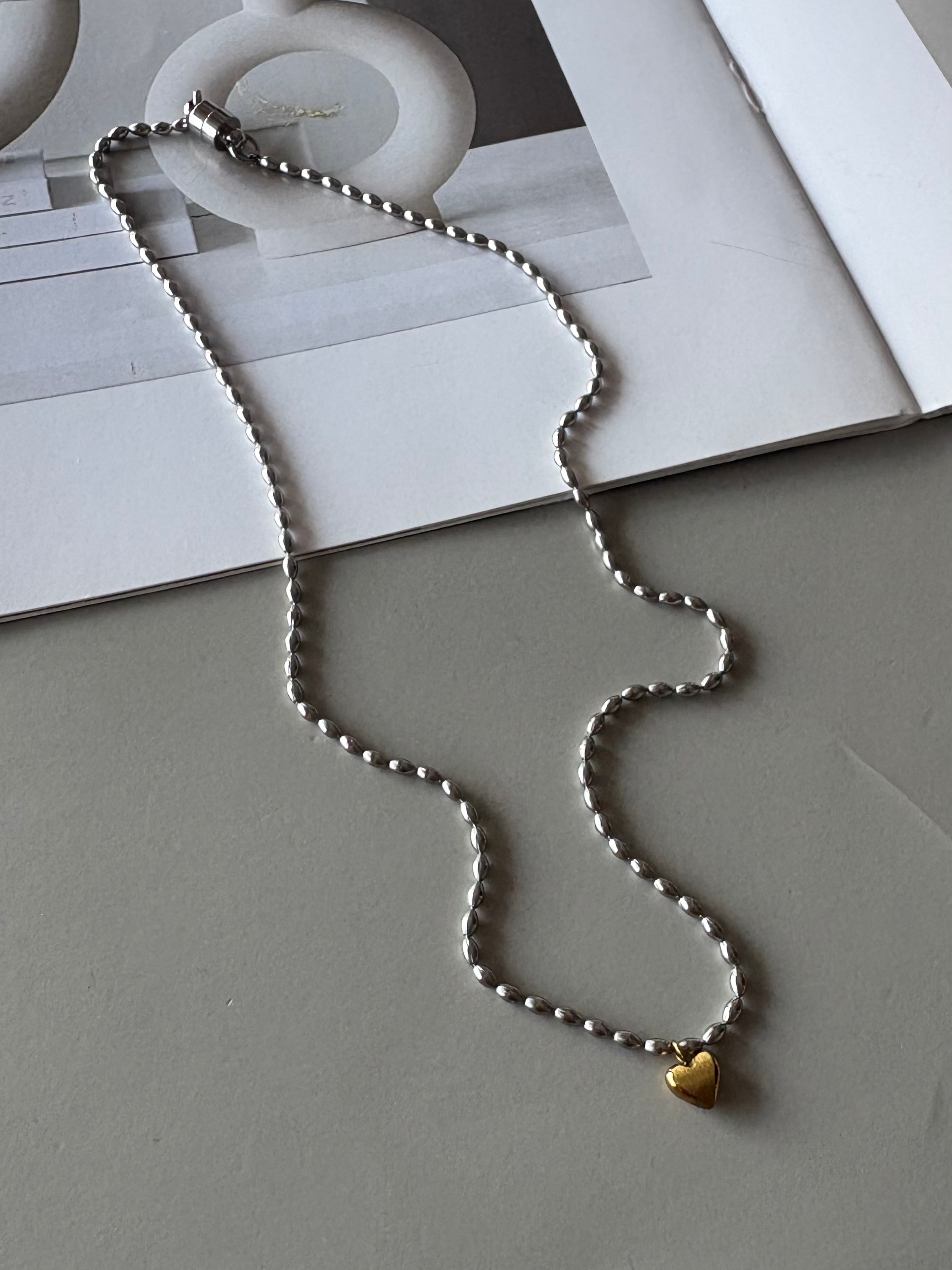 magnet heart charm necklace