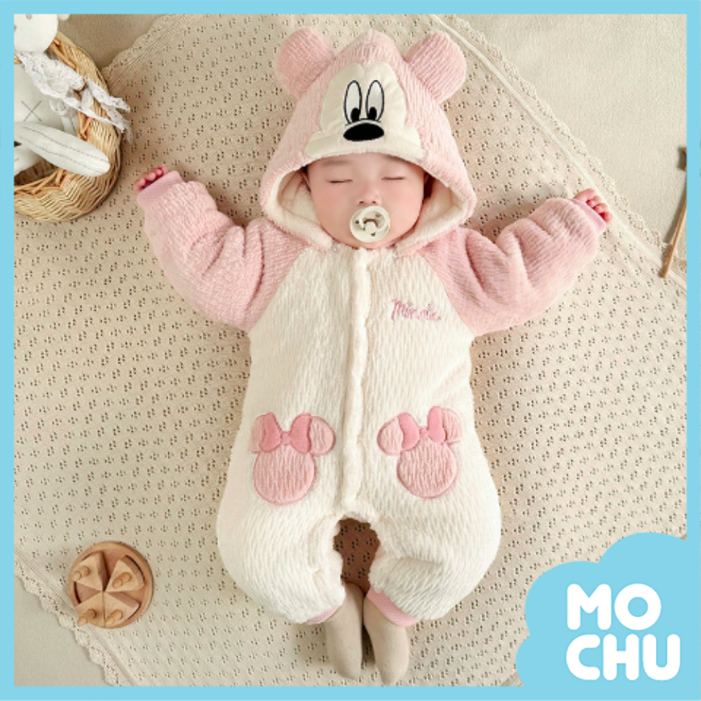 口袋米妮夾絨加厚連身衣(帽可拆)