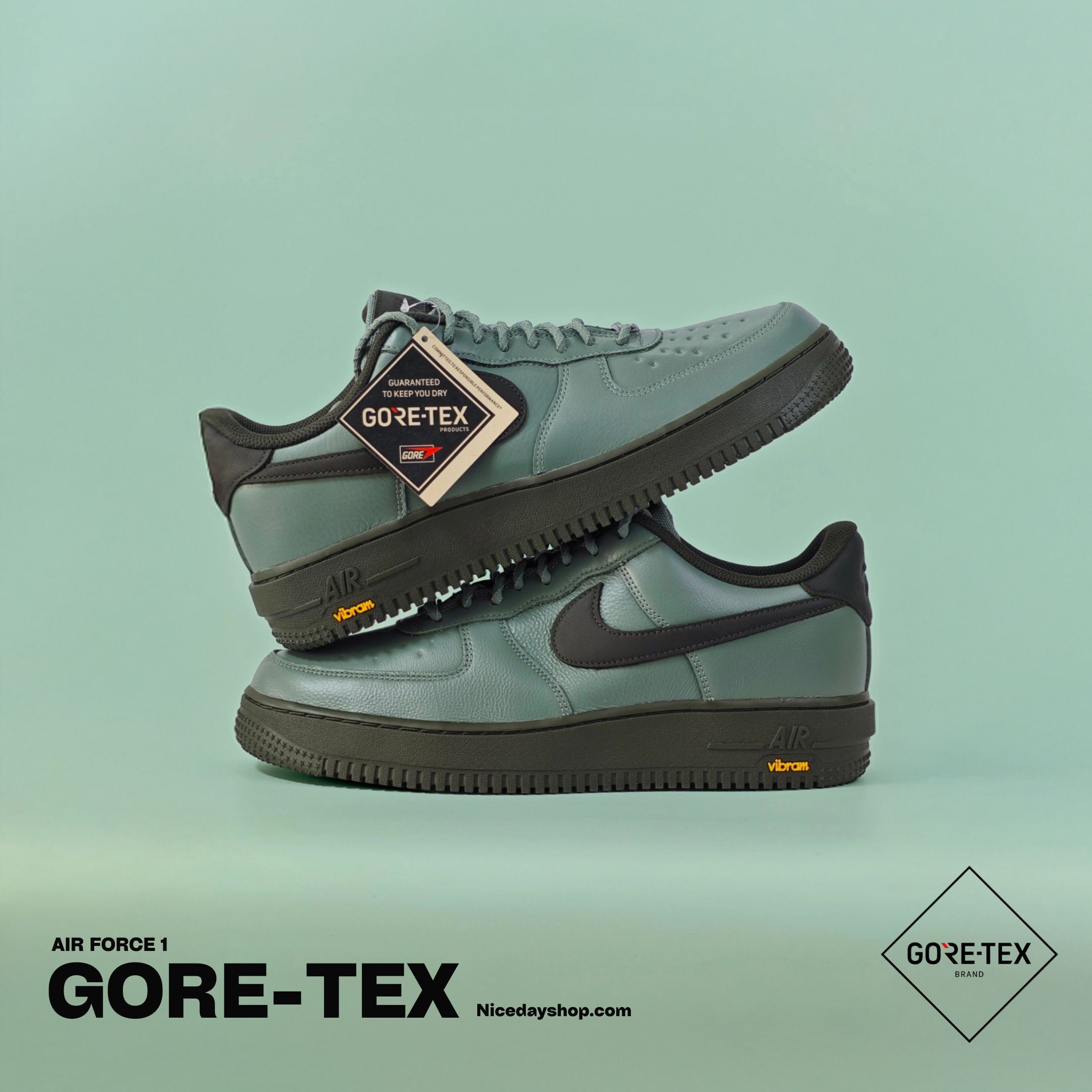 NICEDAY 代購 Nike Air Force 1 GORE-TEX 綠 湖水綠 茉綠 綠黑 黑綠 防水 防潑水 HV5953-300