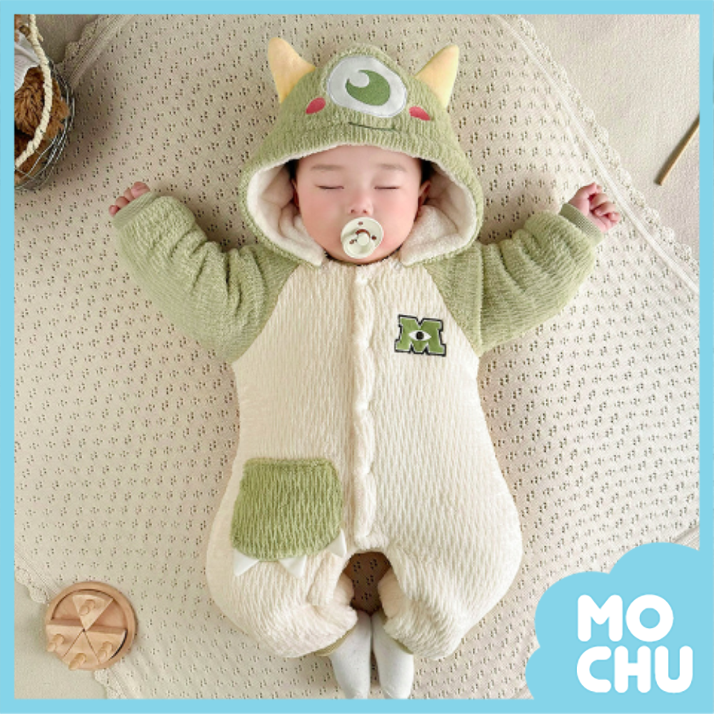 小怪獸夾絨加厚連身衣(帽可拆)