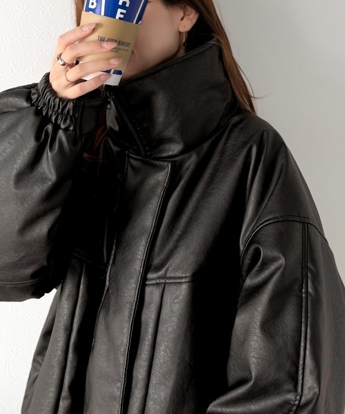 本週限時接單!! JAVA 羽絨皮衣外套 人造羽絨 防風 立領外套 寬鬆 高領 黑色 咖啡棕 (任買兩件711免運)/預購