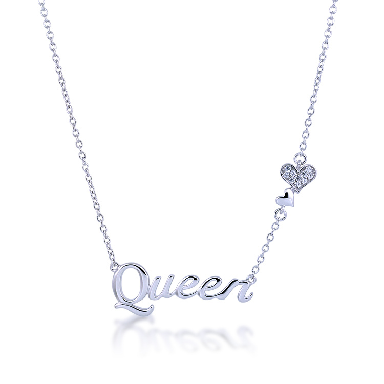 925純銀「Queen 時尚女王」晶鑽套鍊 (16吋)-ADSNS0008