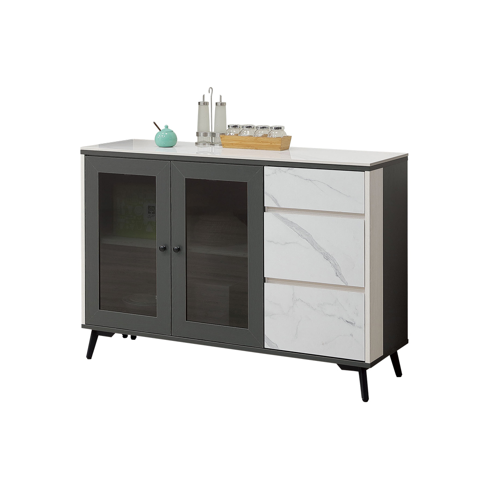 莫圖4尺岩板收納餐櫃/碗盤櫃/置物矮櫃/電器櫃/玄關櫃(下座)