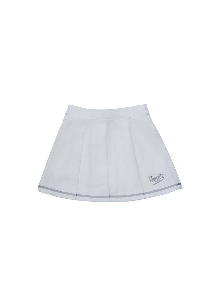 女童條紋百褶短裙-月華白
