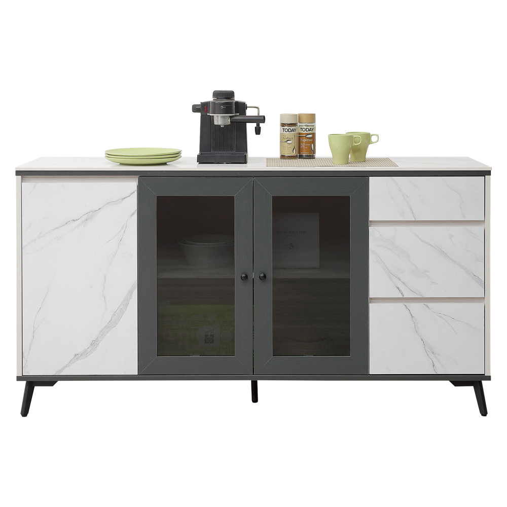 莫圖5.3尺岩板收納餐櫃/碗盤櫃/置物矮櫃/電器櫃/玄關櫃(下座)