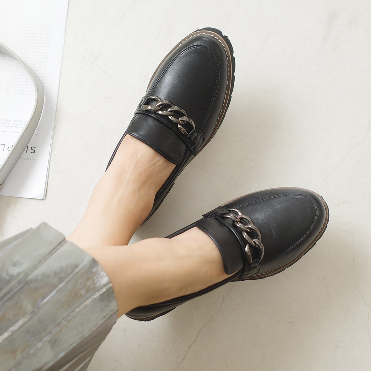 經典設計 輕量厚底樂福鞋 【SY405】