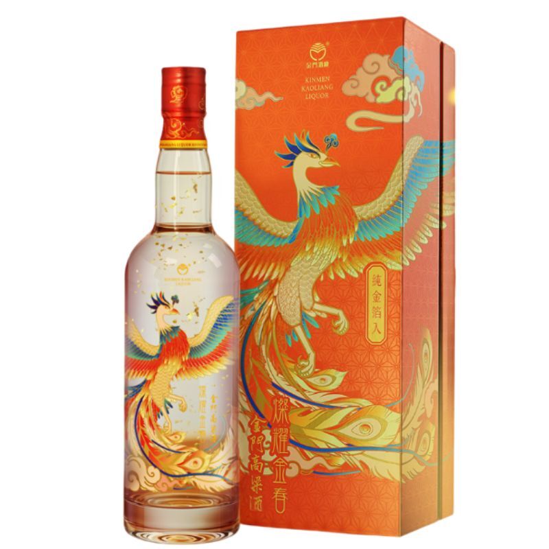 金門高粱58度燦耀金春金箔酒：鳳凰版