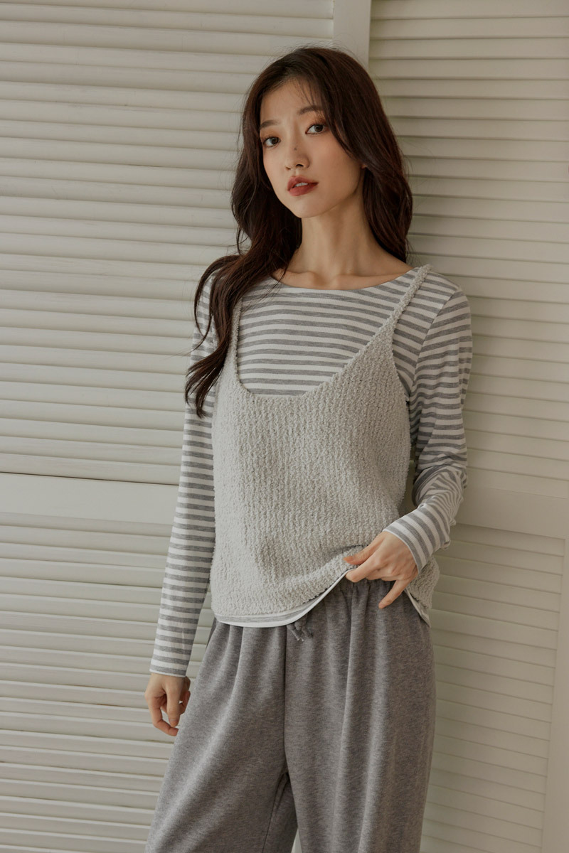 細肩短版毛毛背心