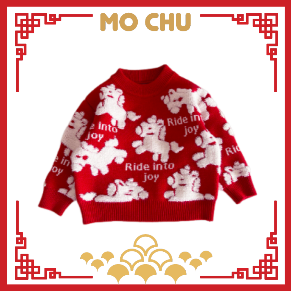 (100cm現貨)毛毛浮雕木馬針織上衣