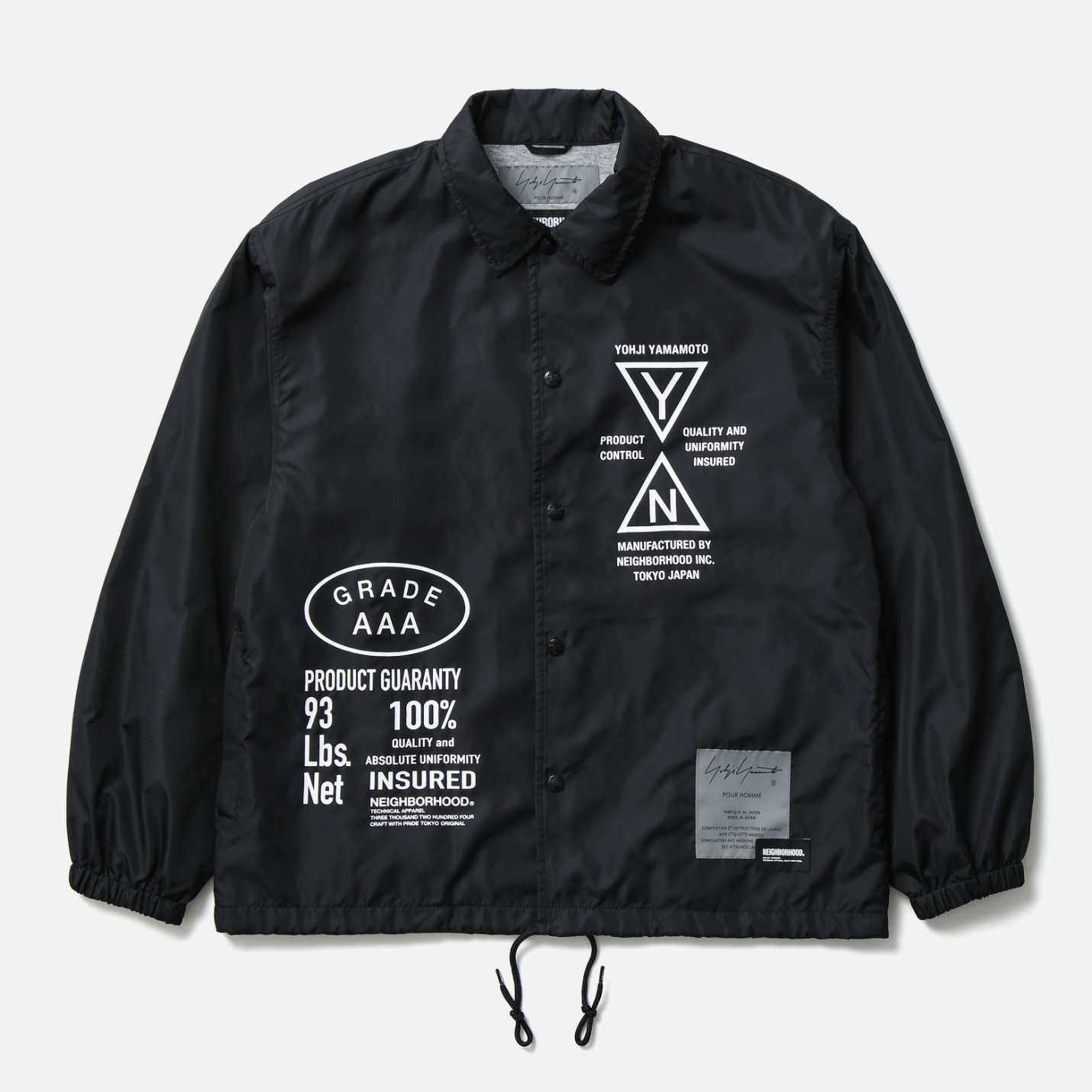 -(B6c)-NEIGHBORHOOD NH X YOHJI YAMAMOTO POUR HOMME WINDBREAKER JACKET NBHD 山本耀司 聯名款 教練外套-252SPYYN-JKM01S