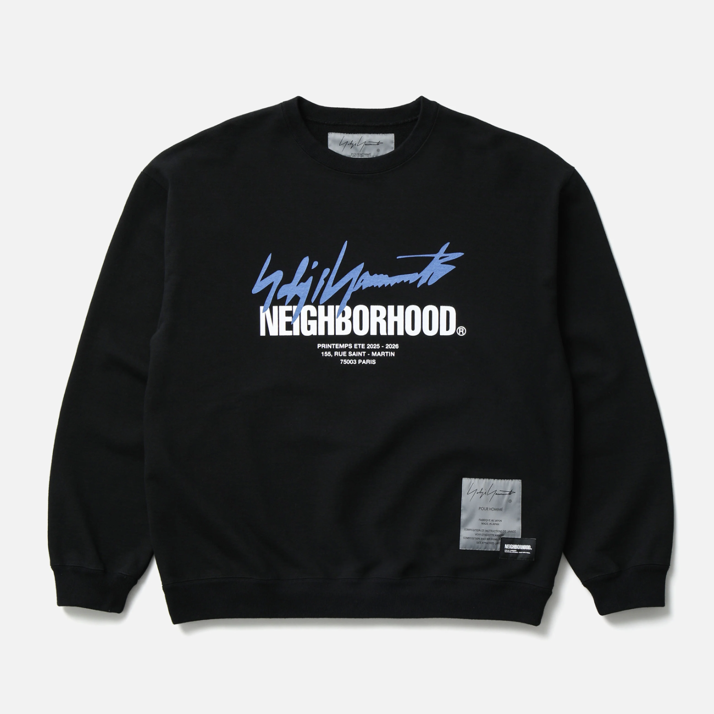 NEIGHBORHOOD NH X YOHJI YAMAMOTO POUR HOMME SWEATSHIRT NBHD 山本耀司 聯名款 衛衣 黑色/灰色-252UWYYN-CSM01S