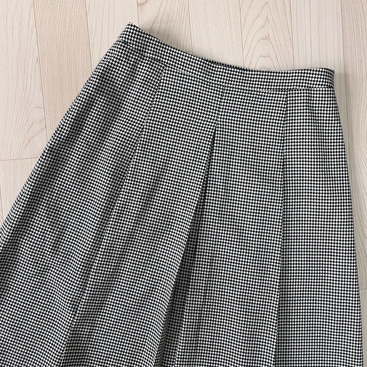 Aquascutum日本製黑白格紋羊毛半裙