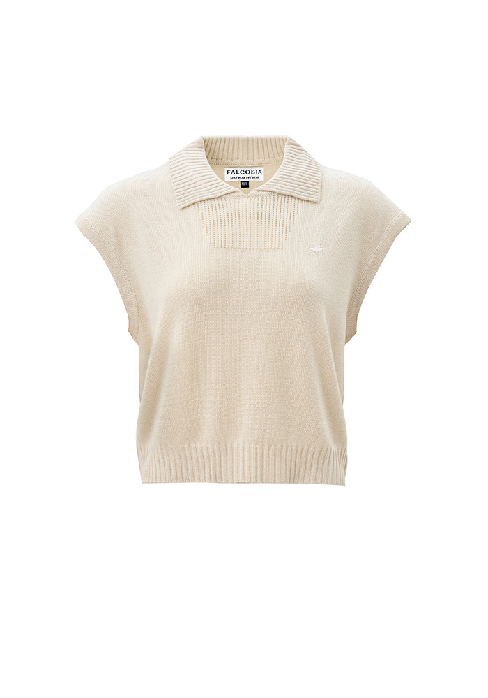 簡約質感針織背心-燕麥白