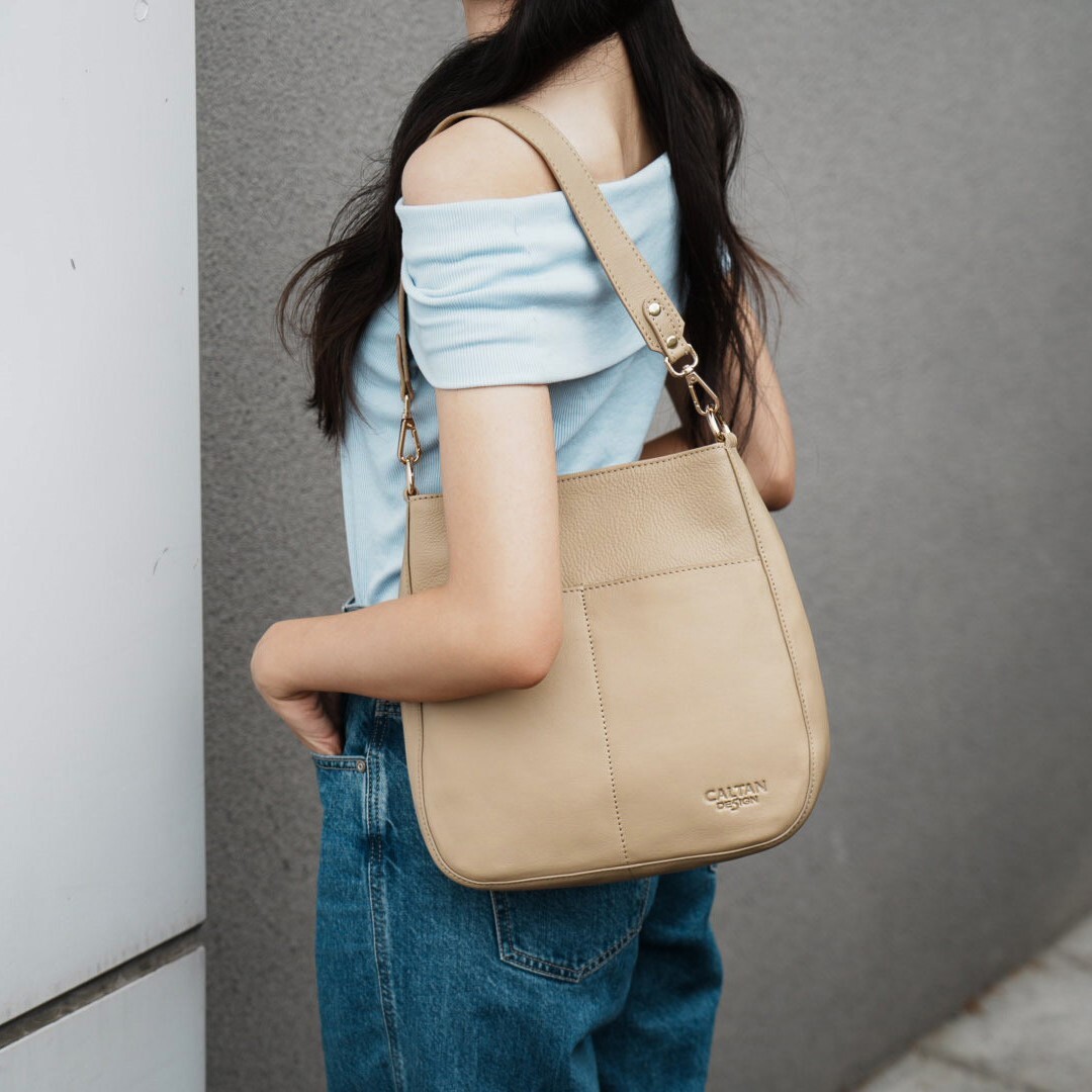 Midday Hobo真皮雙口水桶包-三色(5536)