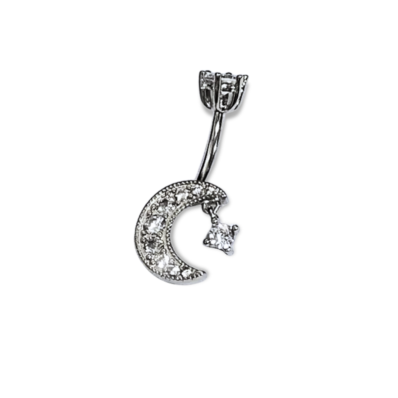 銀檯鋼針肚環-上高檯六爪下排鋯彎月中吊小鋯