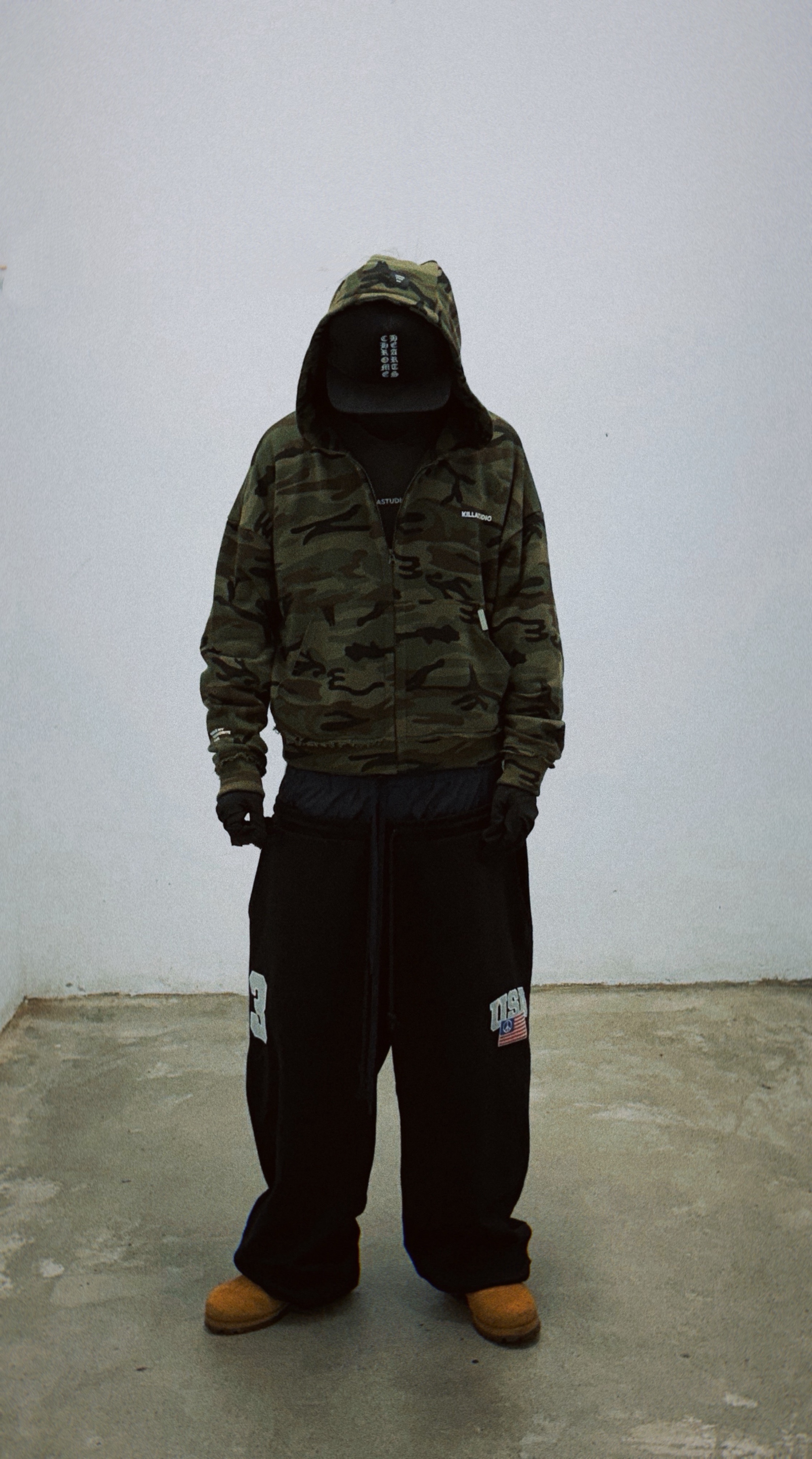KILLASYSTEM 25F/W DAMAGE ZIP UP PARKA 短版 舊化 拉鍊帽TEE (迷彩)