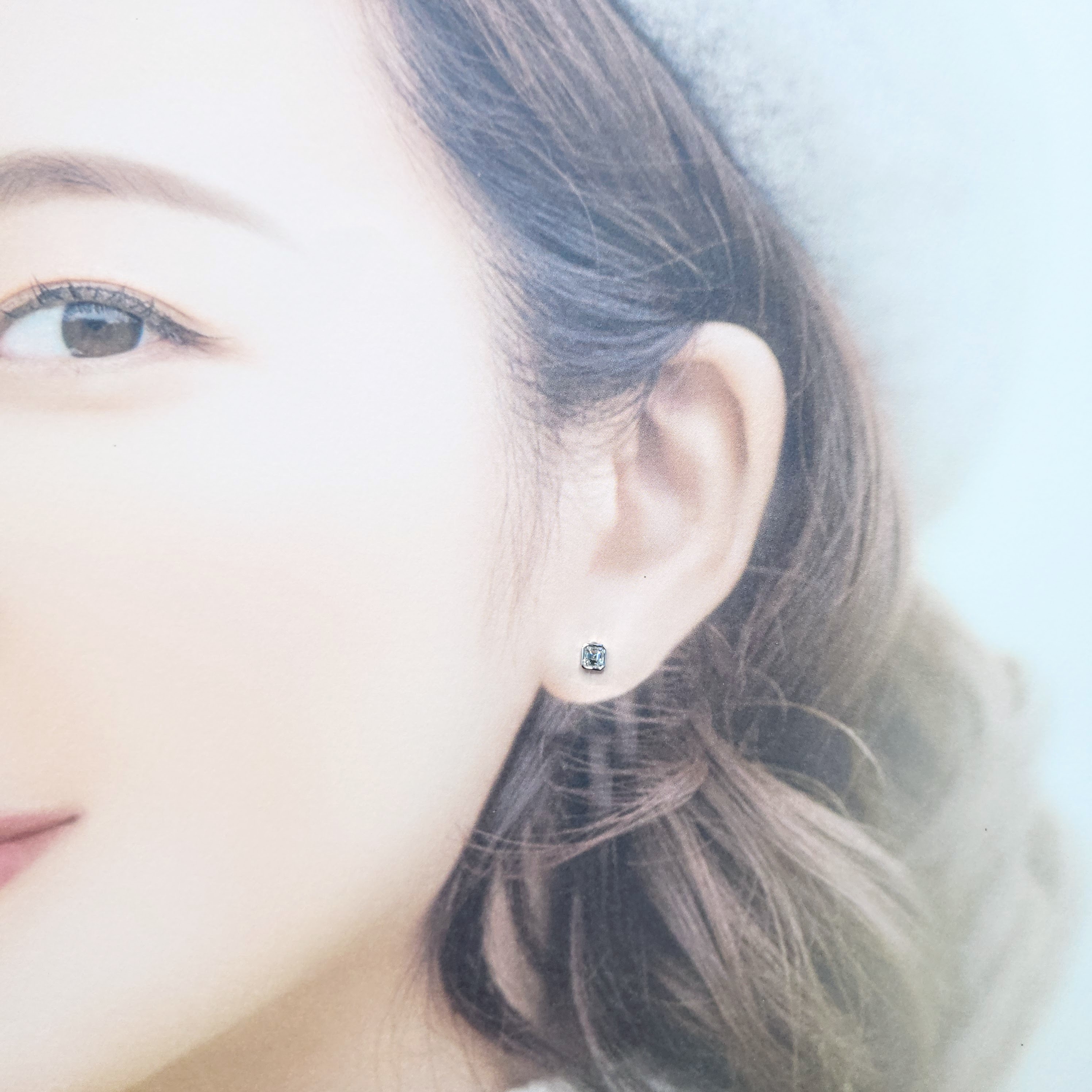 18K White Gold 0.34ct Asscher Cut Diamond Earrings