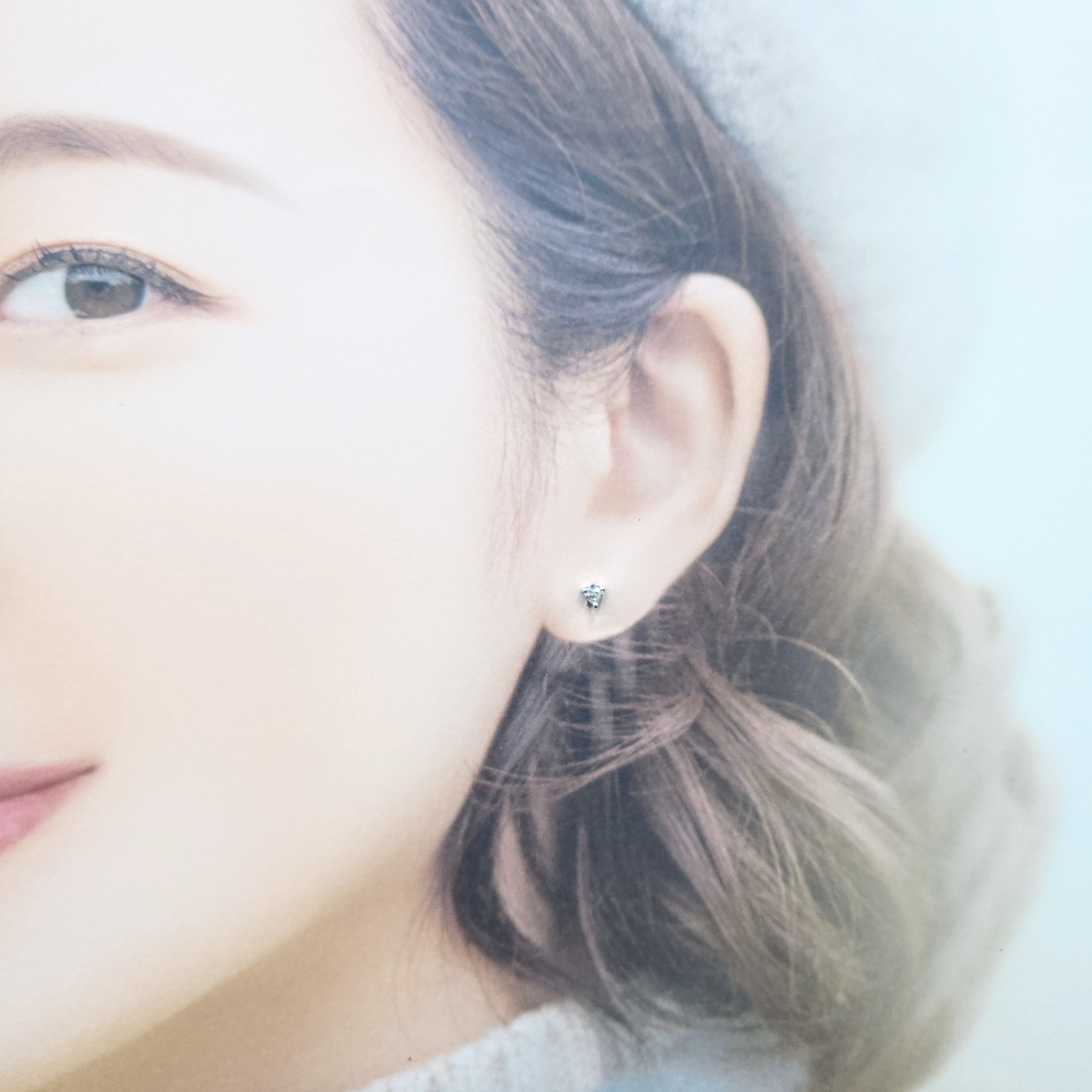 全新18K白金【主石18份心形鑽石】耳環