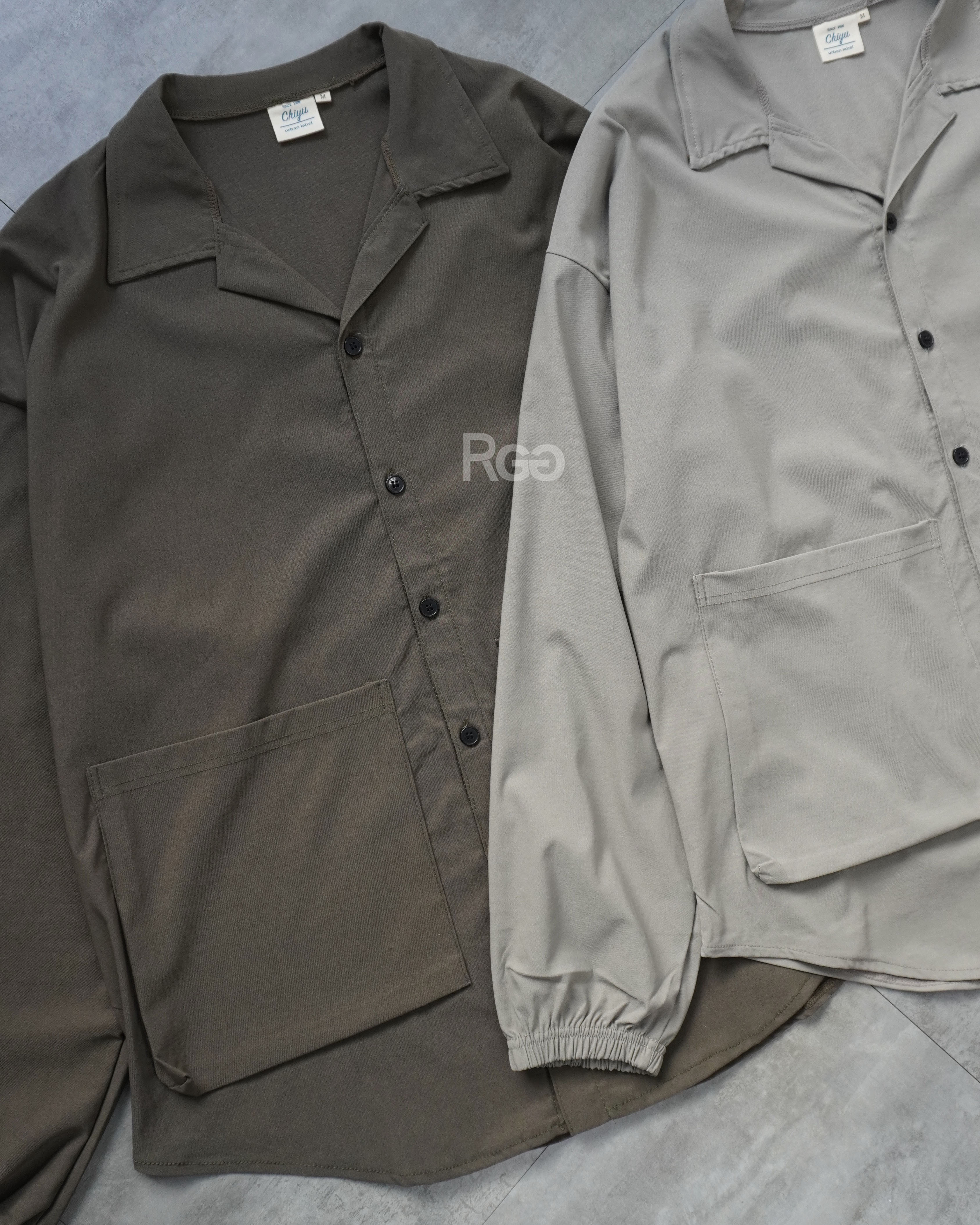 25202 古巴領立體口袋襯衫 平拍