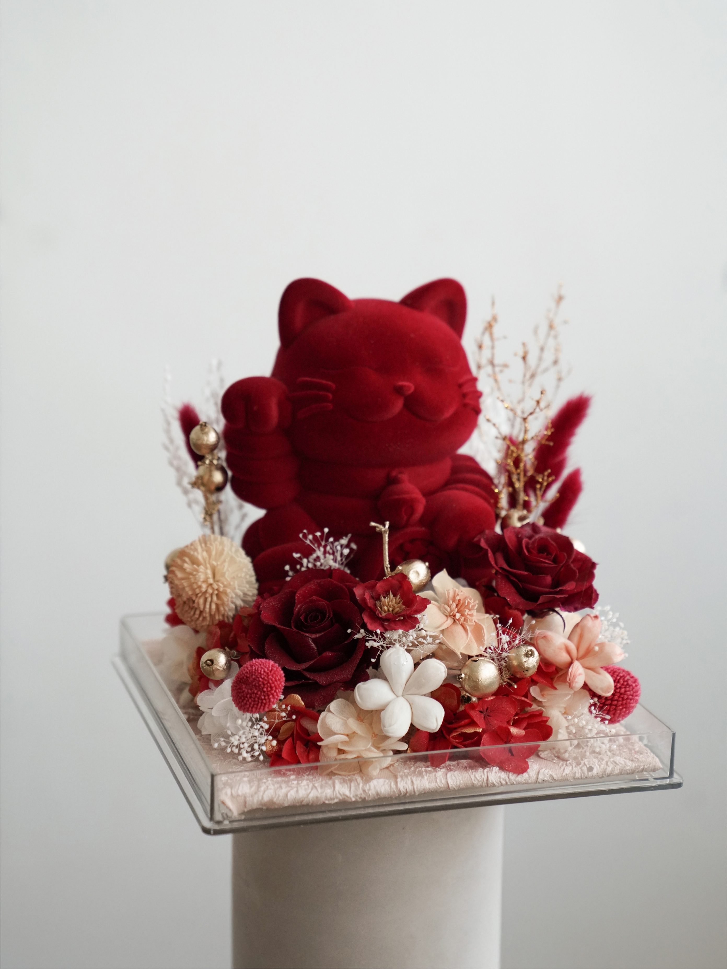 富貴紅金 招財喵～你的永生花束