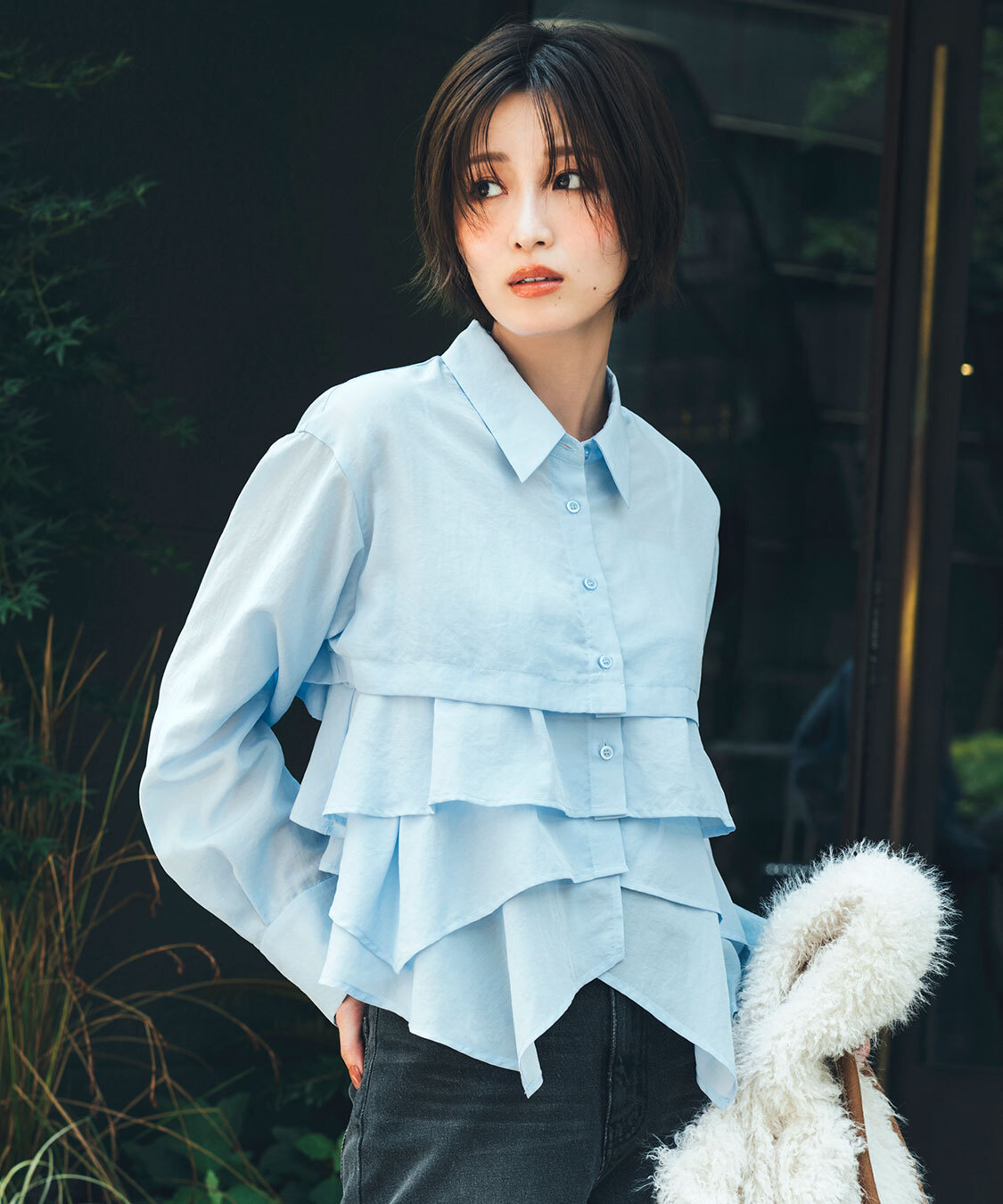 [預購] 折扣 COCO DEAL 荷葉邊下擺襯衫