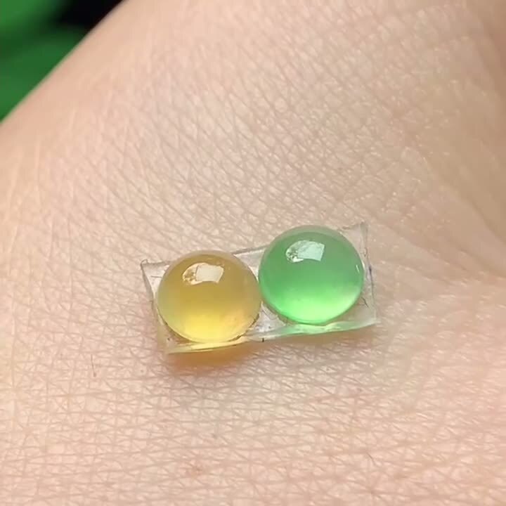 翡翠雙彩蛋面一對,天然翡翠A玉, 緬甸玉, Jade, Jadeite