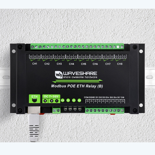 Modbus,8路乙太網繼電器模組,導軌外殼設計-實機展示