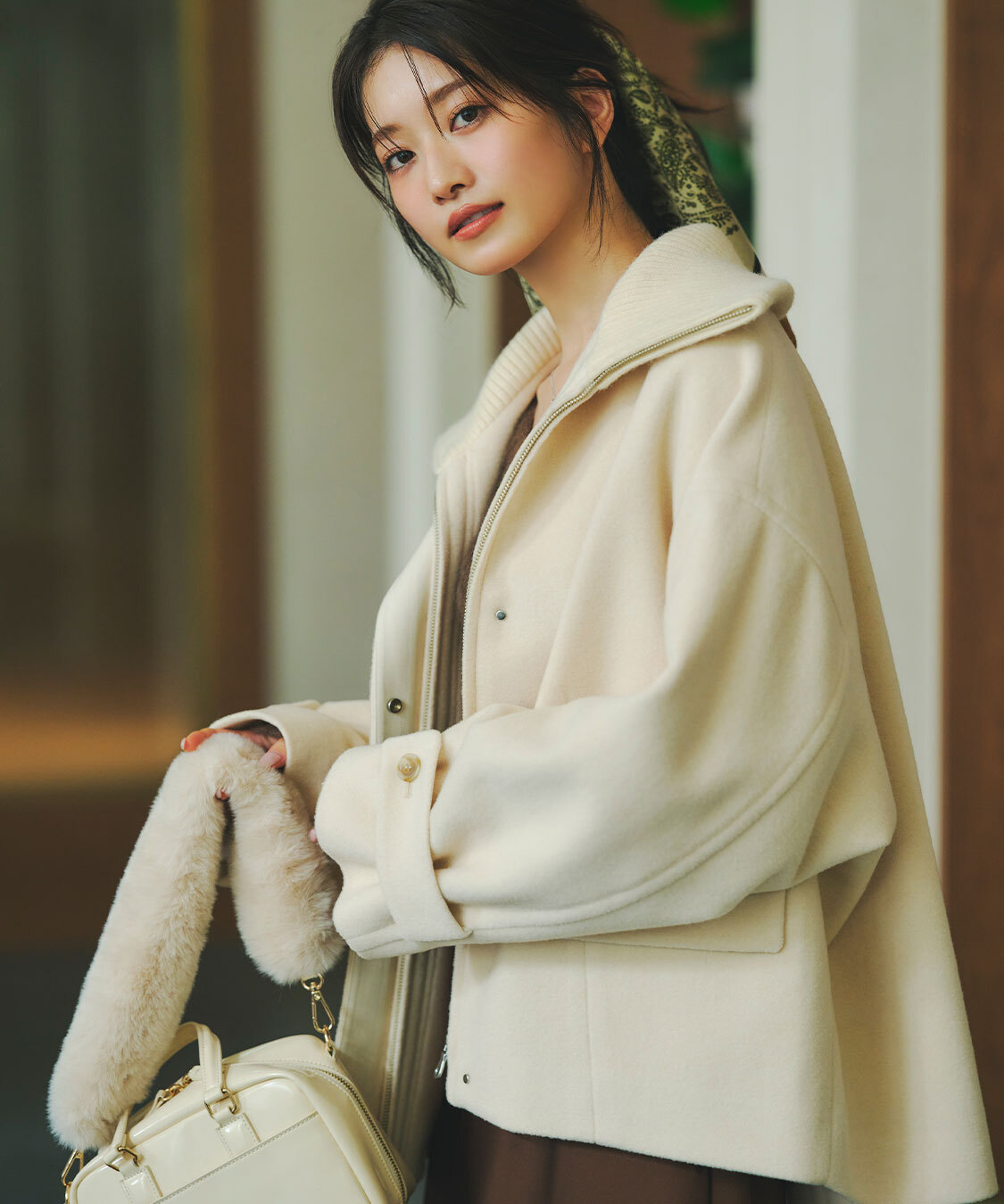 [預購] 折扣COCO DEAL 羅紋領羊毛混中長大衣