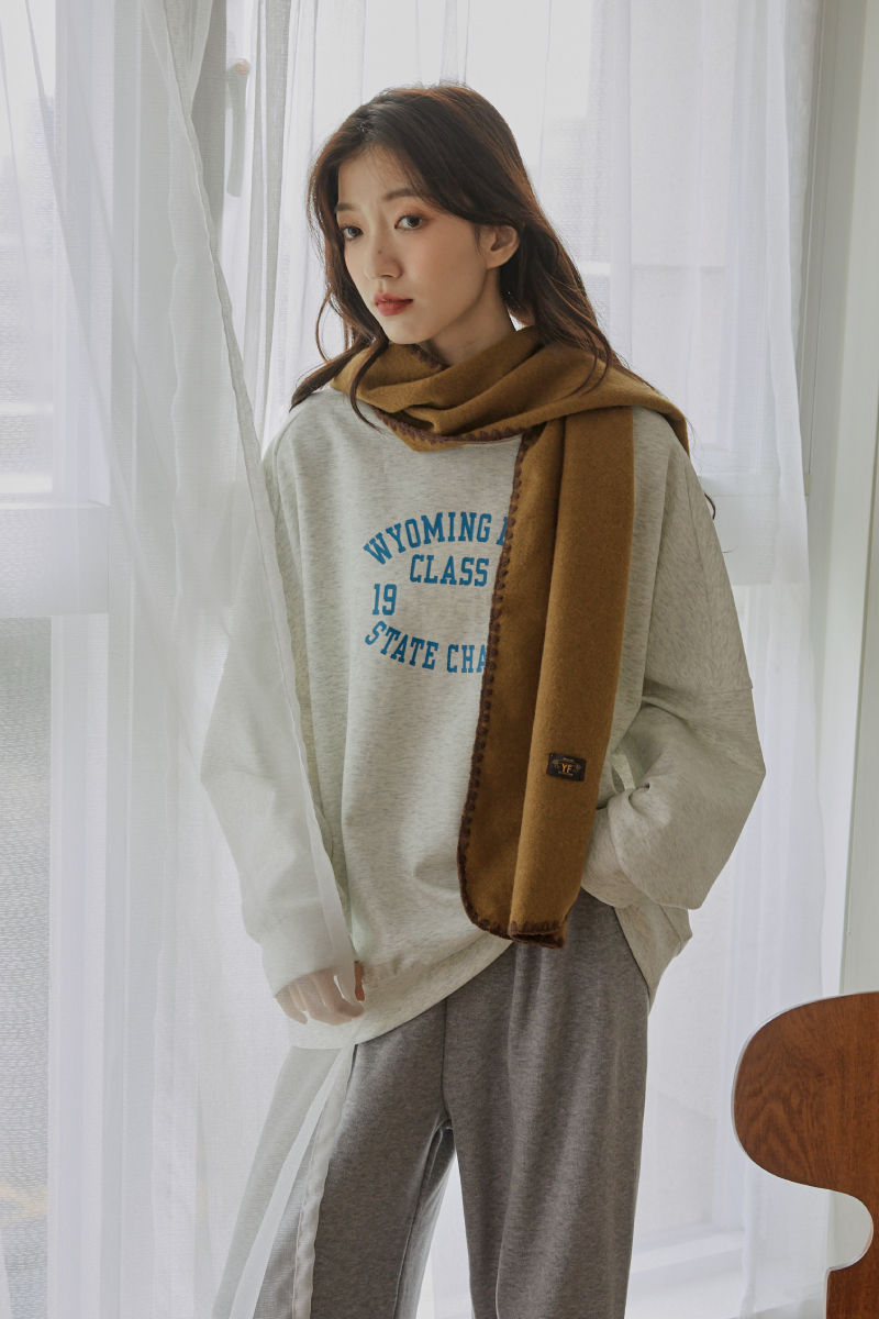 休閒字母長版棉質上衣