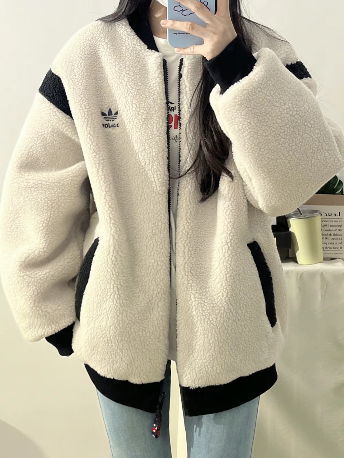 ADIDAS X FEIFEI RUAN FEIFEI RUAN 聯名款 雙面穿 羊羔絨 羅紋 外套