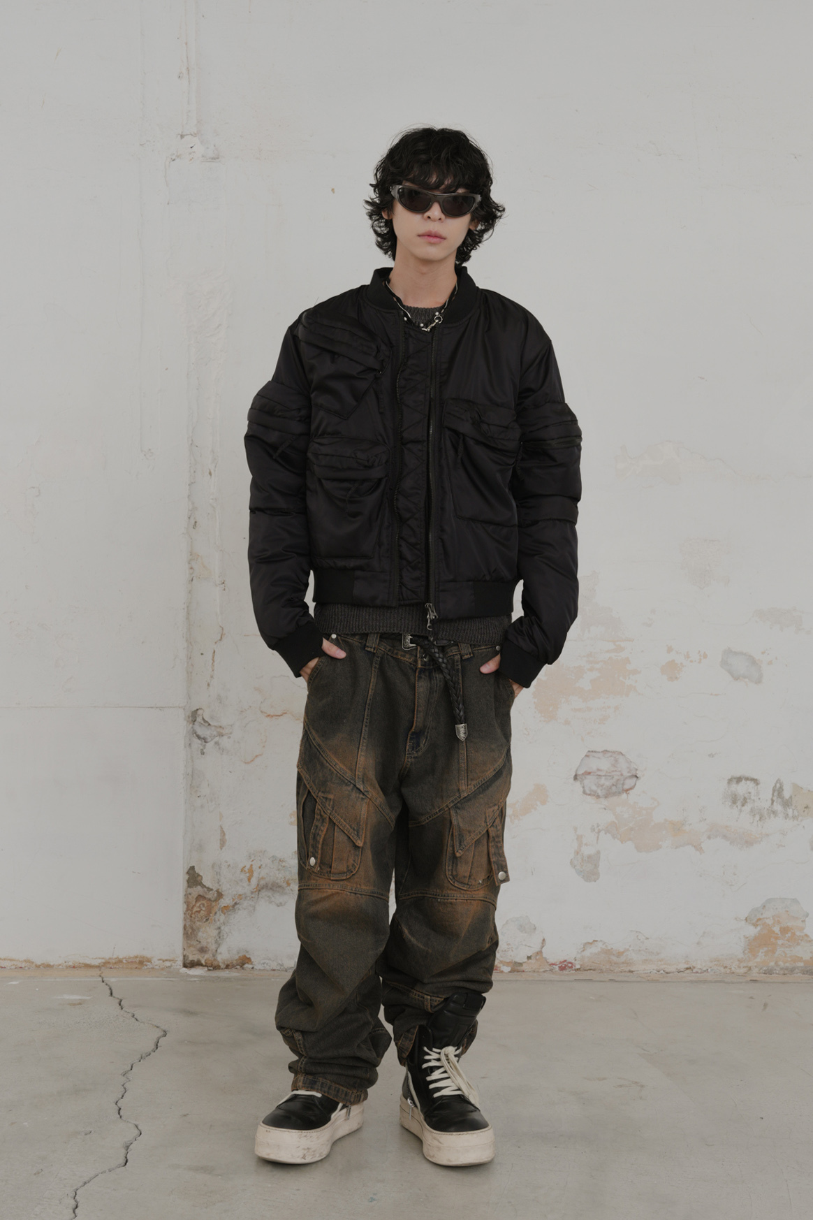 Multi Pocket Cropped Bomber #外套