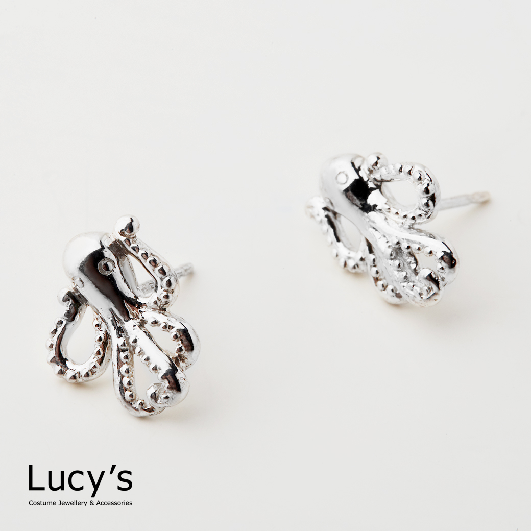 925純銀 俏皮章魚 耳環 (66335)